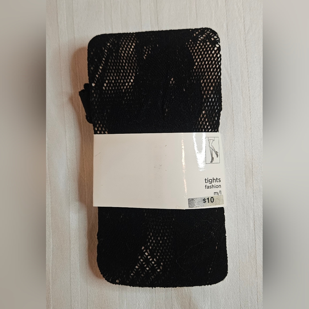 JCP JCPenney Fashion Tights - Black Butterfly Fishnet - NIP - Size M/L
